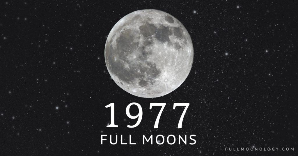 Dark watercolor of the moon on a starry background for the calendar of 1977 full moons