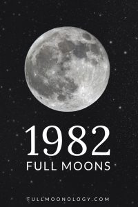 Photo of the moon on a starry background for the calendar of 1982 full moons