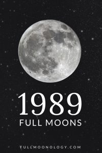 Photo of the moon on a starry background for the calendar of 1989 full moons